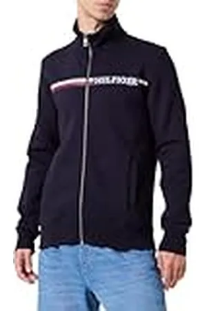 Tommy Hilfiger Mäns bröstband dragkedja sweatshirt utan huva, , S