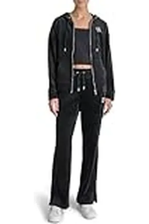 DKNY Dam Rhinestone logo huvtröja med full dragkedja, , M