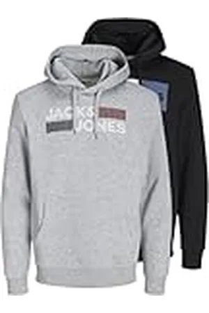 JACK & JONES Huvtröja för män 2-pack logotyp huvtröja, , XS
