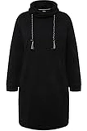 Ulla Popken Damkläder plus size kurvig ståkrage långärmad tröja klänning 825247, , 48/50 SE