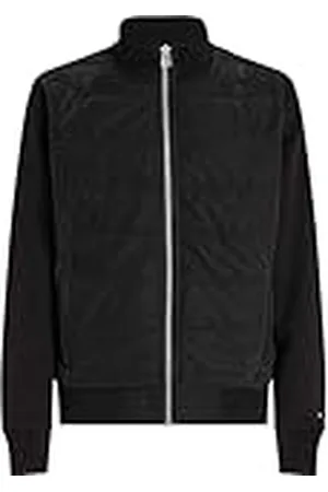 Tommy Hilfiger Herr MIX MEDIA ZIP THRU STAND CLR MW0MW35543, blixtlås genom tröja, svart, XXXL, , 3XL stor