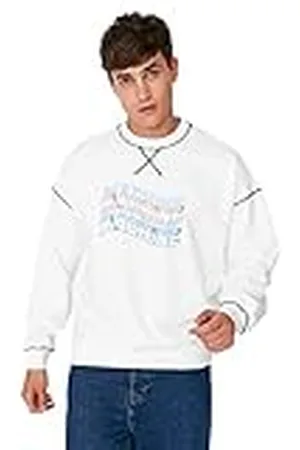 Trendyol Herr rund hals med slogan överdimensionerad tröja, , S