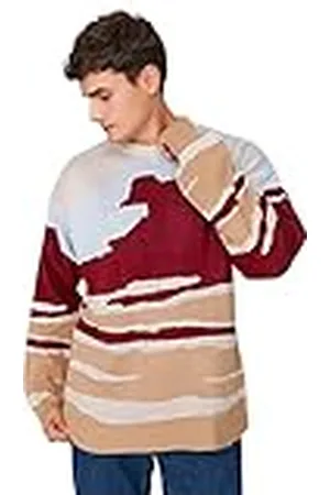 Trendyol Herr rund hals färgblock överdimensionerad tröja sweatshirt, , L, , L