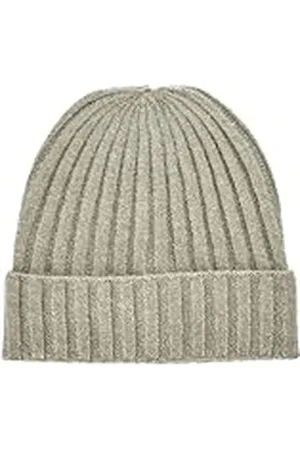 Kaffe Dam stickad hatt med lösa sömmar med ribbad huva, oliv melange, en storlek passar alla, , one size