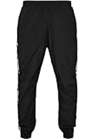STARTER BLACK LABEL Herr joggingbyxor med logo tejp, svarta joggingbyxor, träningsbyxor enfärgad, elastisk linning och fåll, storlek S till XXL