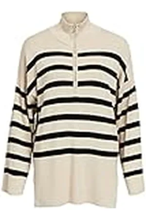 Object Damobjekt L/S stickad dragkedja pullover Noos stickad tröja, Sandskal, M