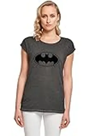Merchcode Dam-t-shirt Ladies Batman – Monokrom logo t-shirt, lös passform, 100% bomull, , XS