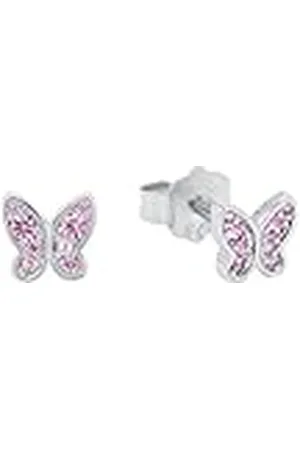 QS by s.Oliver 925 sterlingsilver barnörhängen för flickor, med zirconia synth, 0,5 cm, silver, fjäril, kommer i smycken presentförpackning, 2036822
