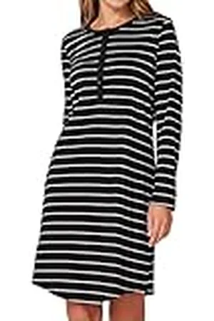 Schiesser Damen Nachthemd langarm Baumwolle Modal mit Knopfleiste - Nightwear