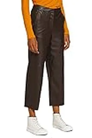 TOM TAILOR Mine to five Damer Loose fit-byxor av läderimitation 1029505, , 34W / 28L