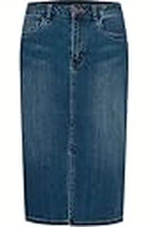 Kaffe Dam denim kjol knut längd smal passform framsida slits normal midja dam, , 34