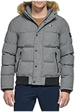 Tommy Hilfiger Män quiltad arktisk duk snorkla framtill snorkla bomber jacka parkas