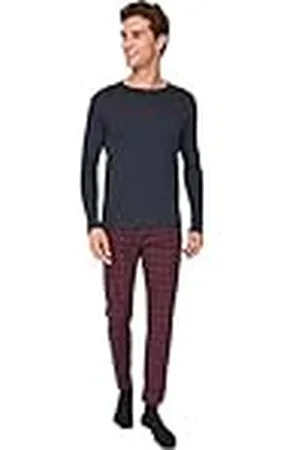 Trendyol Dam herr rutig stickad pyjamas set, , S (förpackning med 2)