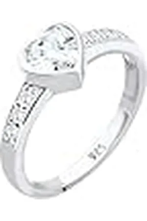 Elli Ring damer hjärta symbol förlovning med zirkoniakristaller i 925 sterlingsilver, Q, , Zirkon
