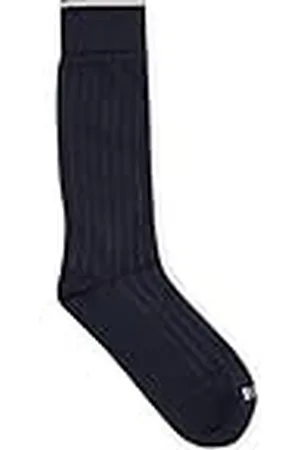 HUGO BOSS Herr RS Rib Color CC medelhöga strumpor med logotyp och signaturränder, , 39-42 EU