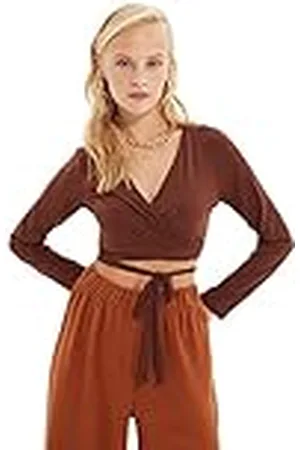 Trendyol Dam myskläder smal bodycon dubbelknäppt stickad blus, , L