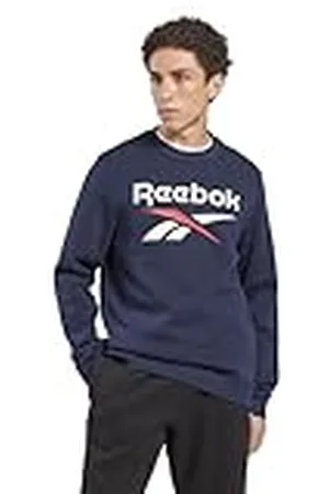 Reebok Herr Big Stacked Logo Crew Sweatshirt, Vector Navy, XL, , XL