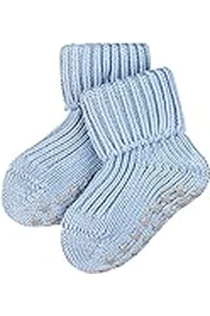 Falke Unisex Baby Catspads bomull husstrumpor andas hållbar bomull halkfria noppor på sulan bekväm hudvänlig platt söm mot tryckpunkter enfärgad 1 par, Blå Crystal Bl 6290, 6-12 Månader
