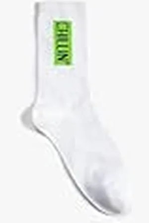 Koton Män Slogan Broidered Socket Socks, , One Size