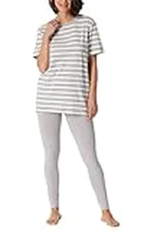 Schiesser Dam pyjamas kortärmad och långa byxor bomull Essential Pyjamasset, grå melange, 48, , 48