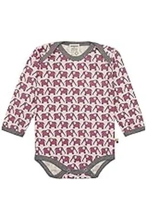 loud + proud Unisex baby body långärmad med elefanttryck, GOTS certifierad t-shirt, , 86/92 cm