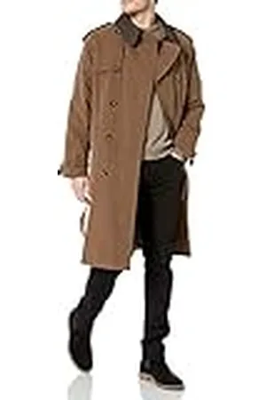 London Fog Ikonisk dubbelbröstad trenchcoat för män med dragkedja och avtagbar toppkrage trenchcoat, , 58