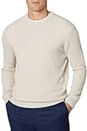 Hackett Herr ribbstickad Crew Pullover tröja, brun (brungrått), L, , L