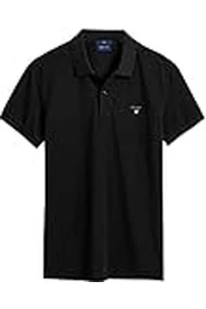 GANT Slim pikétröja, halvärm pikékrage, knäppt, pikétröja vit, svart, XXL
