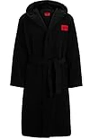 HUGO BOSS Terry Gown Morgonrock med huva av bomullsterry med huva och röd logotypetikett, , XL