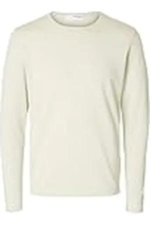 SELECTED Selected Tröja med rund hals SLHROME S M L XL XXL svart grå blå bomull, storlek: L, färg: havremeal_melange 16079774, , L