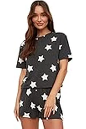 Trendyol Dam geometriskt mönster mellanstickad T-shirt-kort pyjamasset, , XL