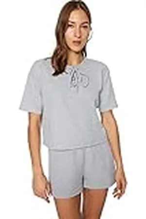 Trendyol Loungewear för kvinnor, avslappnad, standard, rund hals, vävd blus, , L