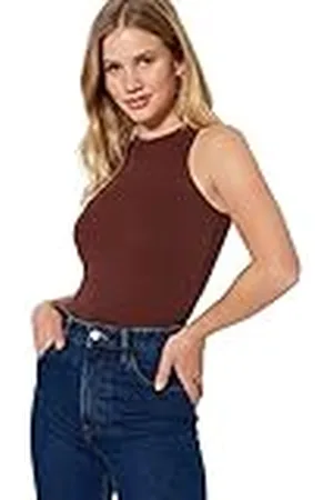 Trendyol Dam Slim Fit Basic Halterneck Stickad Singlet, , M, , M
