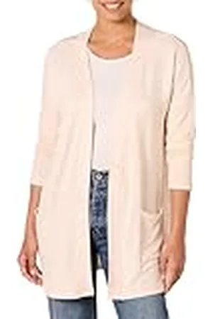 Amazon Dam avslappnad passform lätt lounge terry cardigan, beige zebrarandig, liten