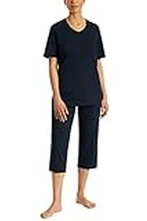 Schiesser Damen Schlafanzug Set Shirt kurzarm mit 3/4 langer Schlafhose - Nachtwäsche