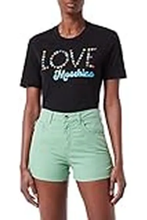 Moschino Dam-bomullsjersey logo med olika storlekar T-shirt, , 38 SE