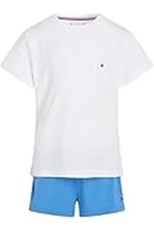 Tommy Hilfiger Flickors ss korta pyjamasset basic vit/blå förtrollning 14-16 år, , 14-16 År