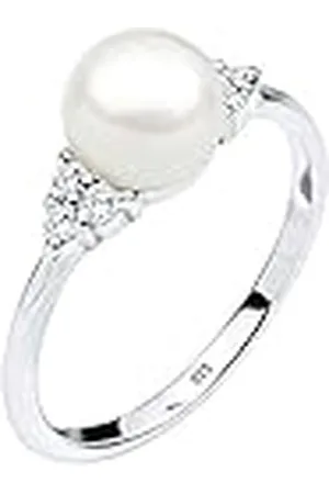 Elli Kvinnors kubisk zirkonia vanligt bandring, Medium, Sterlingsilver, Kubisk zirkonia