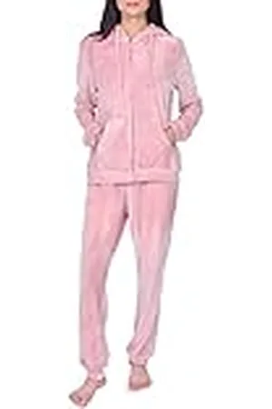 Sleepdown Dam damer velour träningsoverall 2 delar topp och botten joggingbyxor mjuka mysiga lediga träningskläder set, , L
