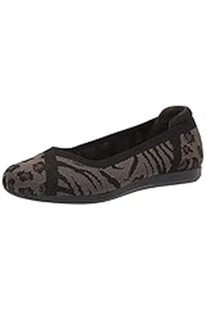 Clarks Kvinnors Carly Wish Ballet Flat, USA, Mörk olivdjurstryck stickad, 38 EU