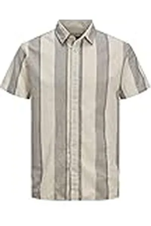 JACK & JONES Jacka & JONES JCOSUMMER randig SS SN Shirt, Moonbeam/fit: Comfort Fit, XL