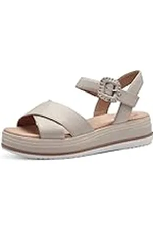 Tamaris Dam komfort 8-88701-42 204 LT grå Wedge platå bekväm mångsidig vardagssko festlig eleganta platta sandaler, 37 EU bred, , 37 EU Weit