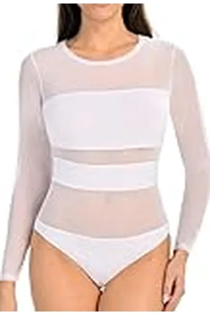 Teyli Dam bodysuit viskos Sheer Mesh Stripy, , XS