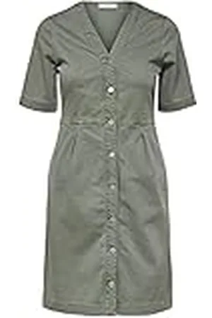 SELECTED Dam Slflise Ss djup L storlek denim klänning W camp klänning, , 36 SE
