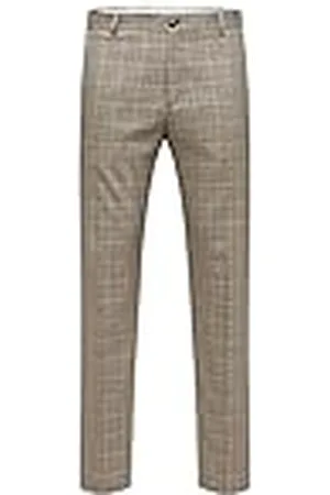 SELECTED Mäns SLHSLIM-MYLOGAN BRWN Check TRS B NOOS byxor, , 48