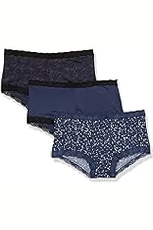 Maidenform Damtrosor för pojkar (3-pack), Marinblå svart spets/marinblå/glänsande stjärnor, L