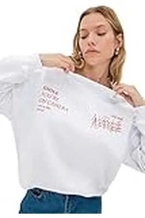 Trendyol Bomull och polyester sweatshirt - vit - normal S vit