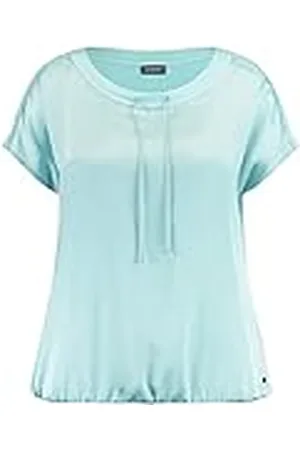 Samoon Kortärmad damskjorta med knutdetaljer, kortärmad, överskurna axlar, skjorta, t-shirt, kortärmad, rund hals, kortärmad tröja, mönstrad, prickar, stora storlekar, , 44 SE