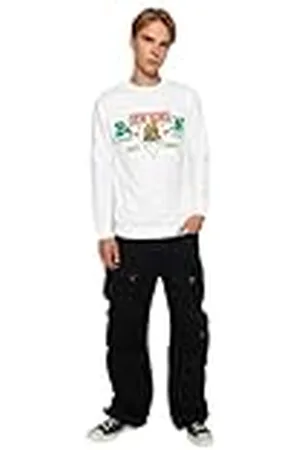 Trendyol Herr rund hals med slogan vanlig sweatshirt, , M, , M