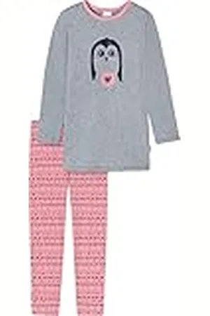 Schiesser Flickor pyjamas lång – enhörning, stjärnor, prickar, skogsmotiv och häxor – ekologisk bomull pyjamas-set, , 92 cm